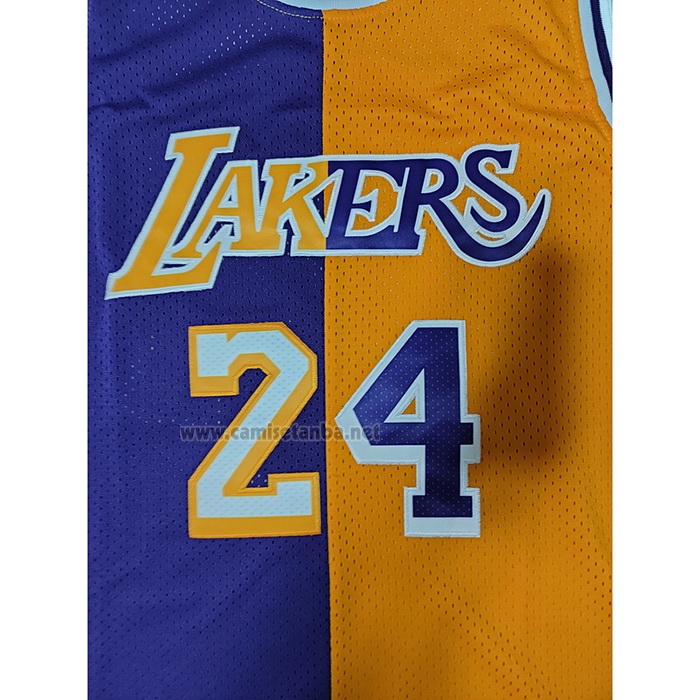 Camiseta Los Angeles Lakers Kobe Bryant #24 Mitchell & Ness 1996-97 Split Amarillo Violeta